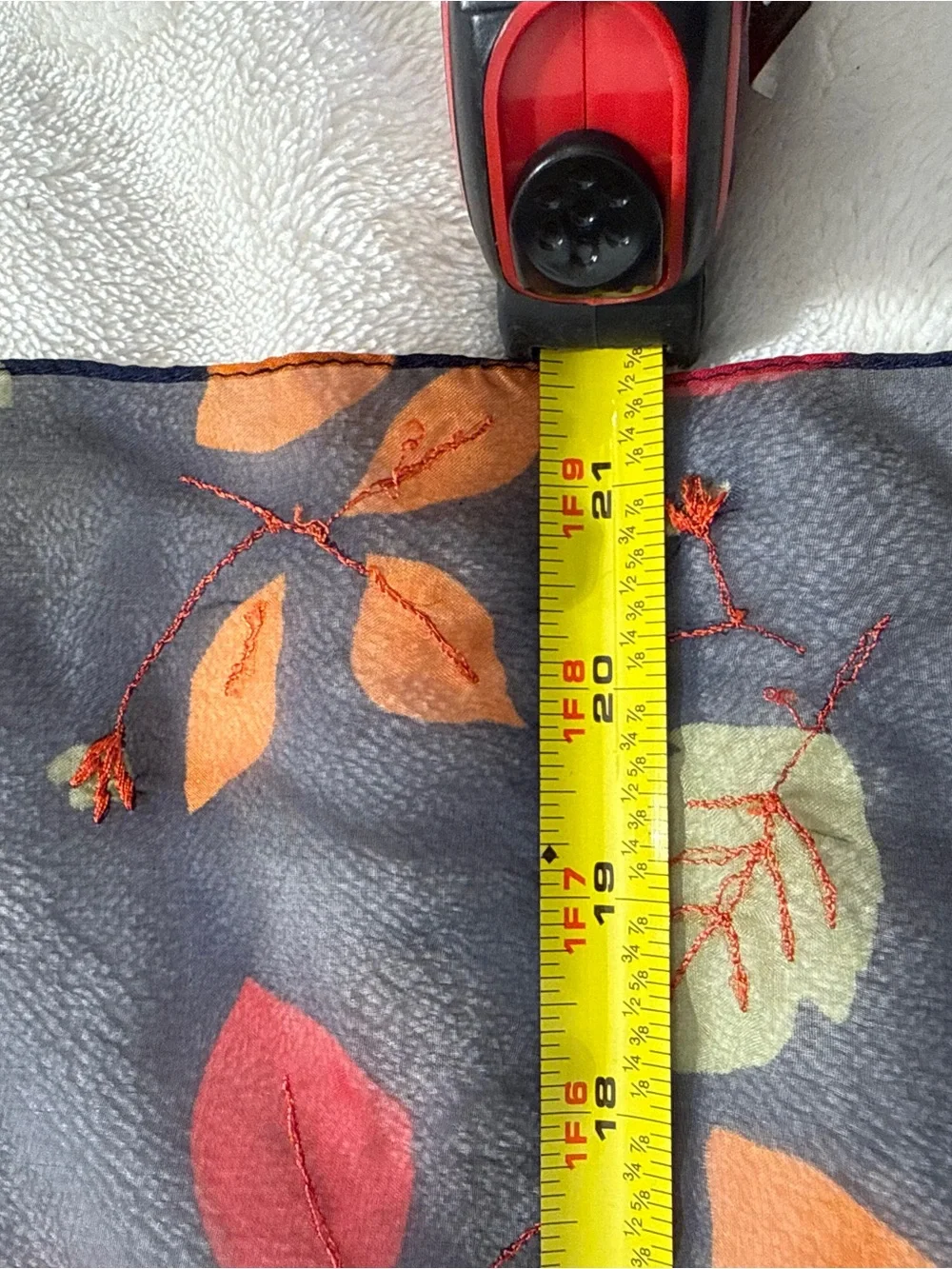 Vintage Echo Fall Leaves Embroidered Square Neck Scarf 21